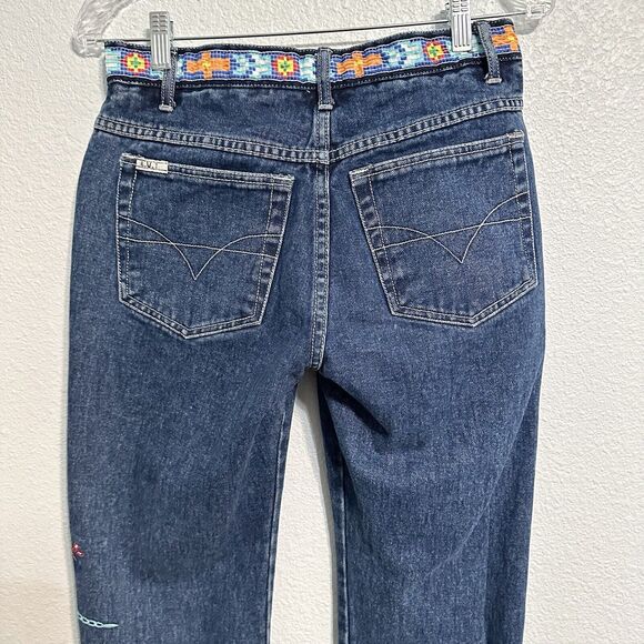 R.V.T. Jean Co Size 9/10 Womens Juniors Jeans Blue Straight Leg Embroidered Y2K - Picture 6 of 16